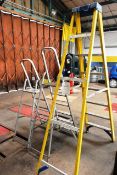 Three sets of assorted A frame step ladders