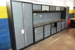 Sealey Super Line Pro modular tool storage unit, approx 4m in length, 15 drawers, 8 cupboards
