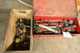 Assorted powerpack attachments and case, and various gas regulators