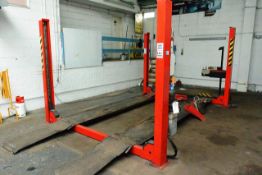 Unbadged 4 post 4000kg vehicle inspection ramp, with 2 sets of wheel plates, single phase, approx