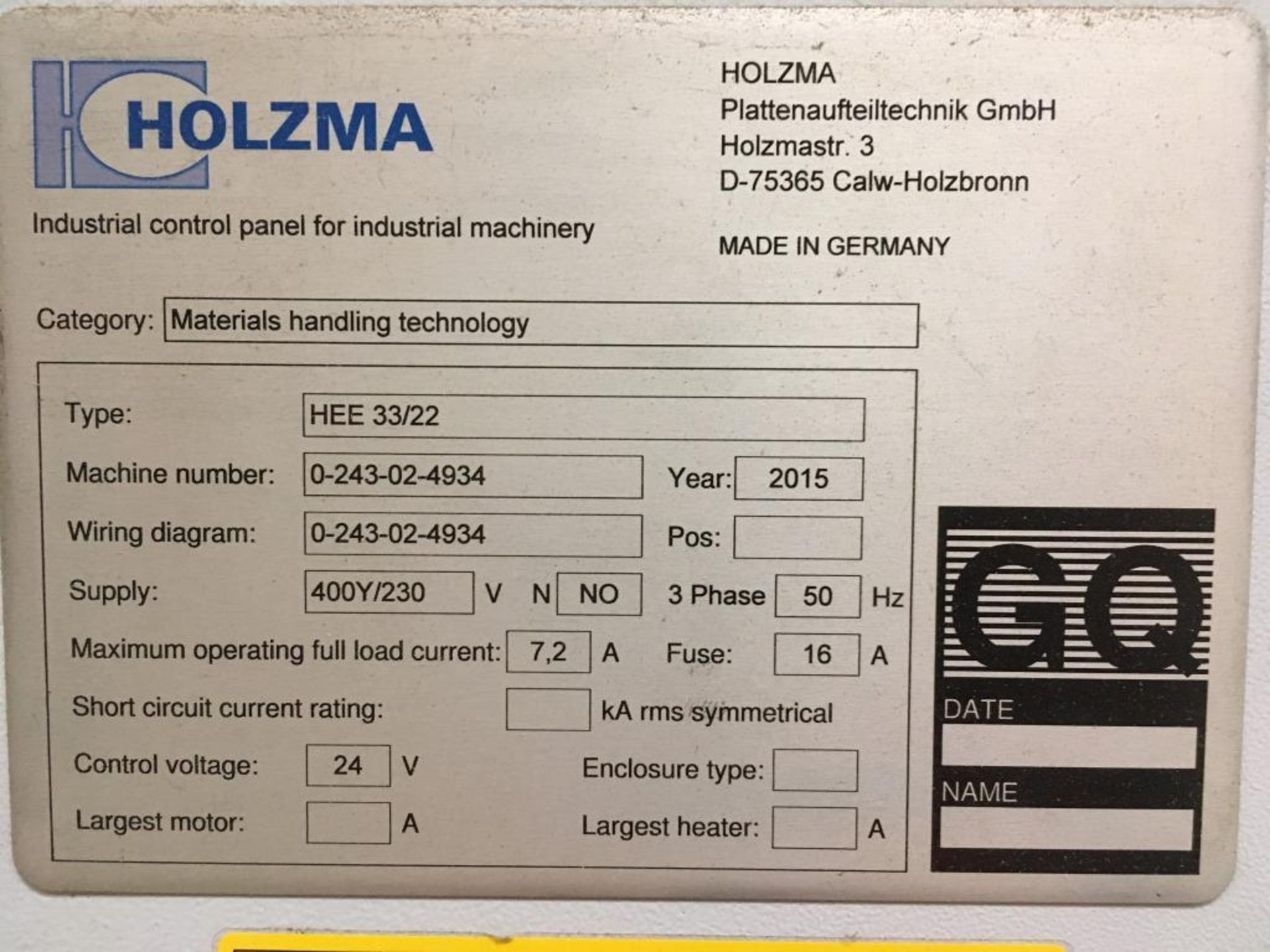 Holzma HPP300 profiLine panel saw, Type: HPP300/38/32, Serial No. 0-240-02-4932, Year of - Image 8 of 12