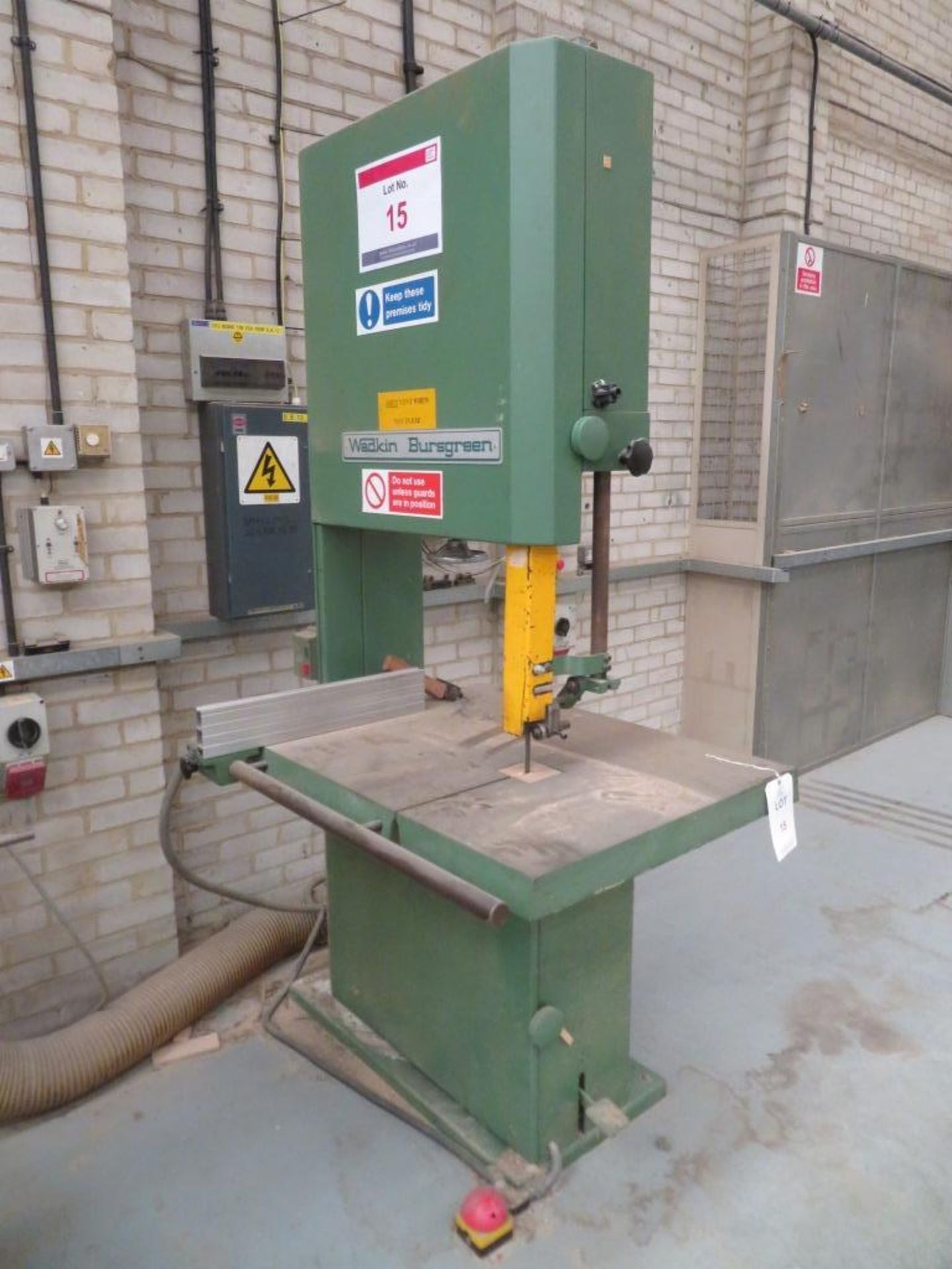 Wadkin Bursgreen bandsaw, Serial No. C7.86831. NB. A work Method Statement and Risk Assessment