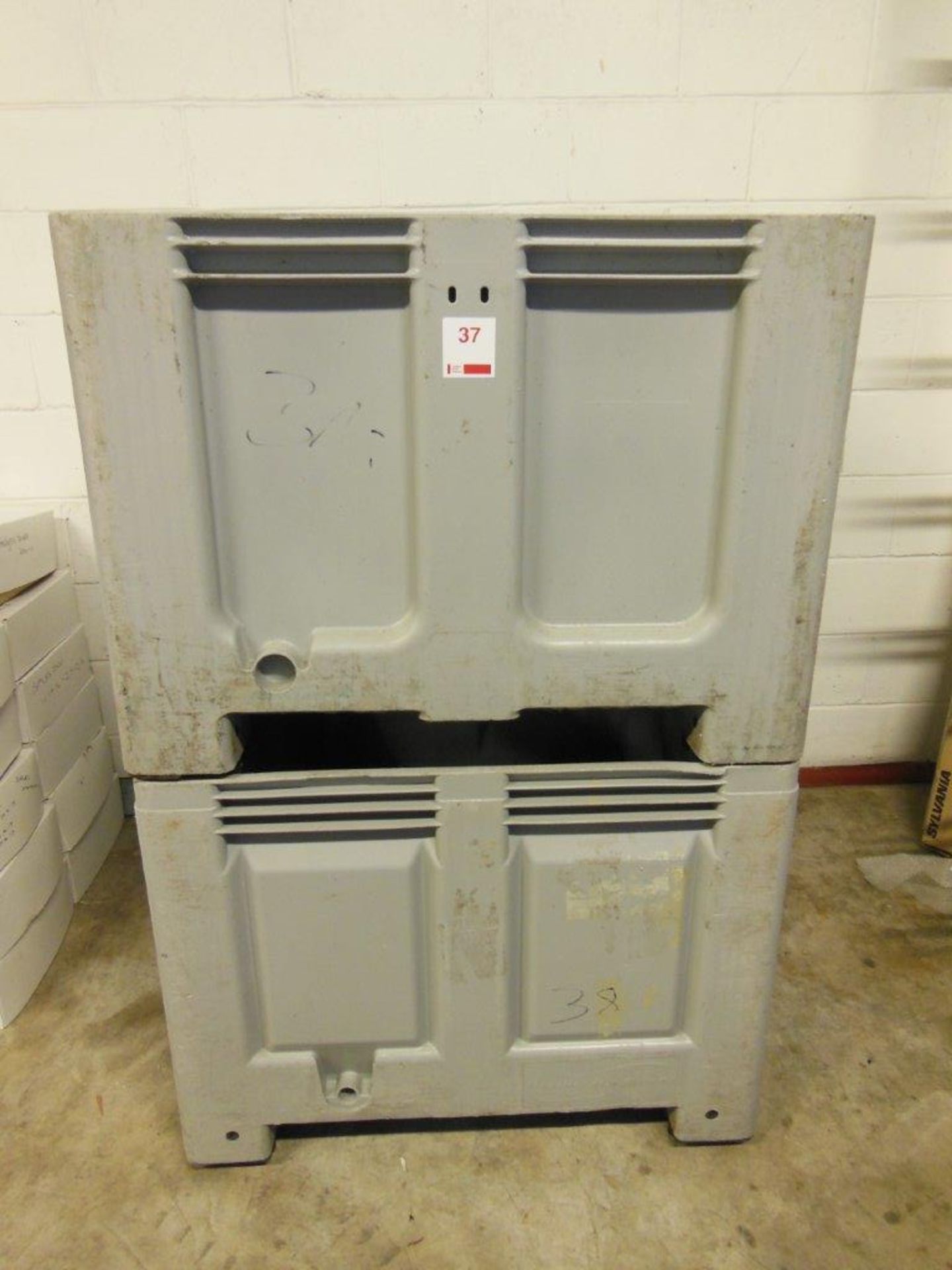 2 x grey plastic stillage crates
