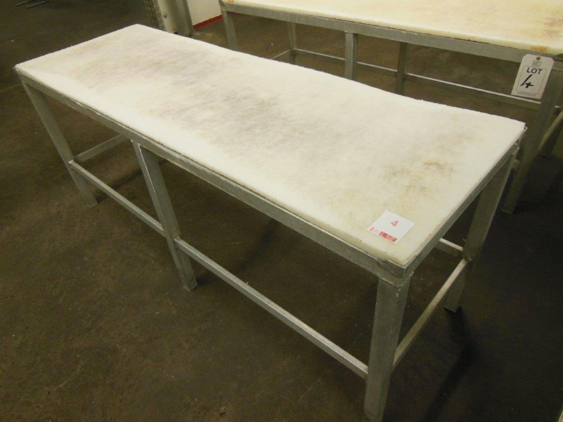 3 x Polypropylene topped aluminium framed meat preparation tables 1830 x 750 x 610mm - Image 3 of 3