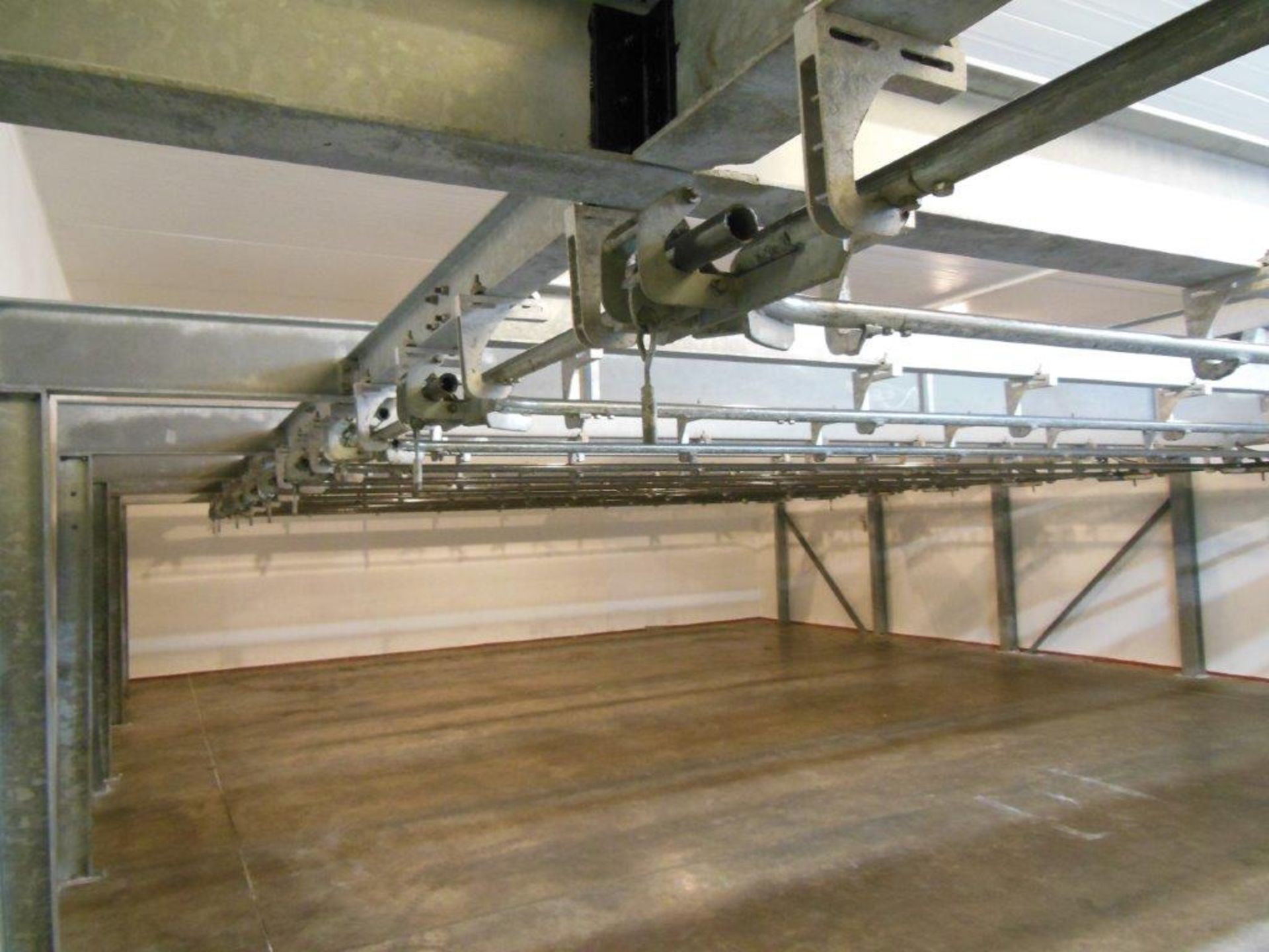 Galvanised steel purpose built overhead carcass transport system, approx. 290m total run with - Image 4 of 8