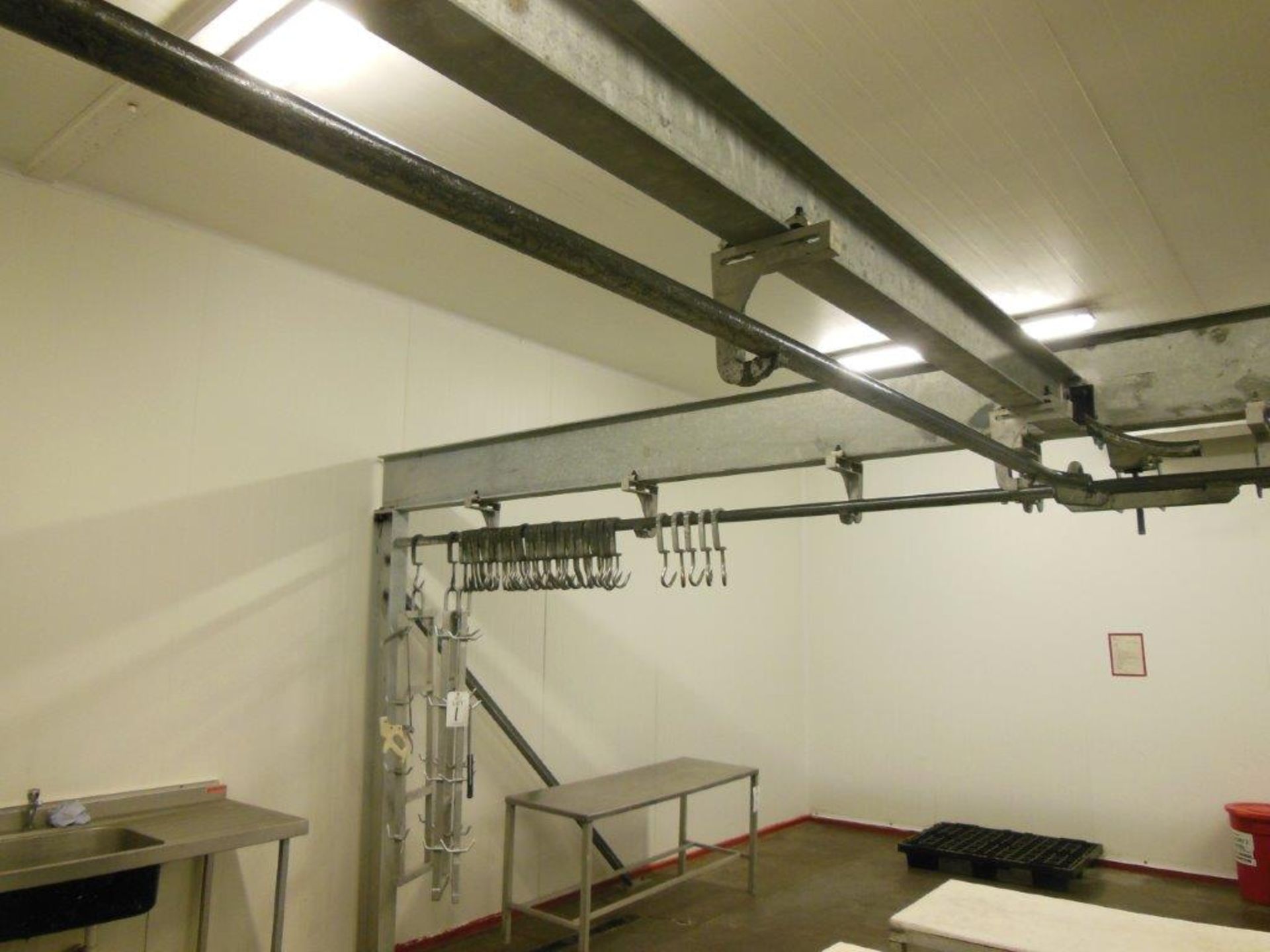 Galvanised steel purpose built overhead carcass transport system, approx. 290m total run with - Image 6 of 8