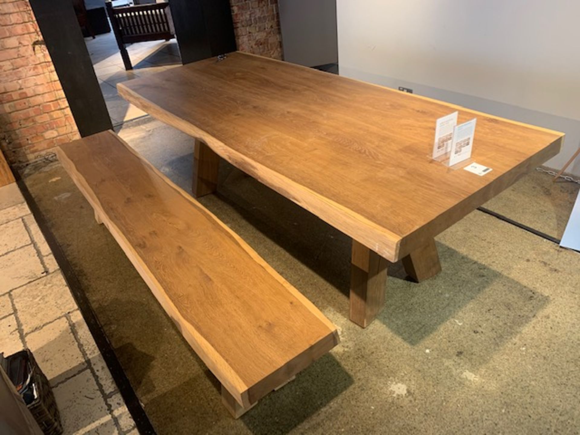 Lombok Kenta bespoke dining table in smoked oak with white oil c/w Kenta bespoke bench in smoked oak