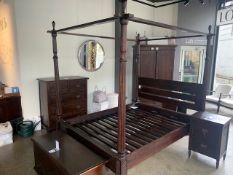 Lombok Keraton Carved Four Poster Bed W223cm D180cm H230cm RRP £2195