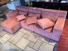 Lombok Mikado sofa in Salmon pink velvet c/w matching cushions