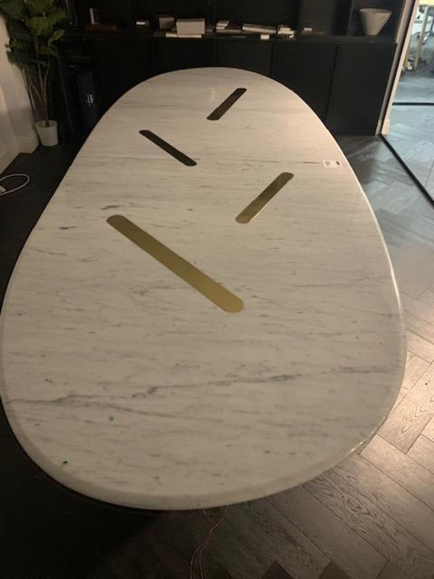 Marble top with brass inlay boardroom table L280cm W110cm H74cm - Image 4 of 4