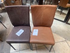 Two Lombok Kulit Buffalo hide leather dining chairs with powder coated steel legs W47cm D57cm