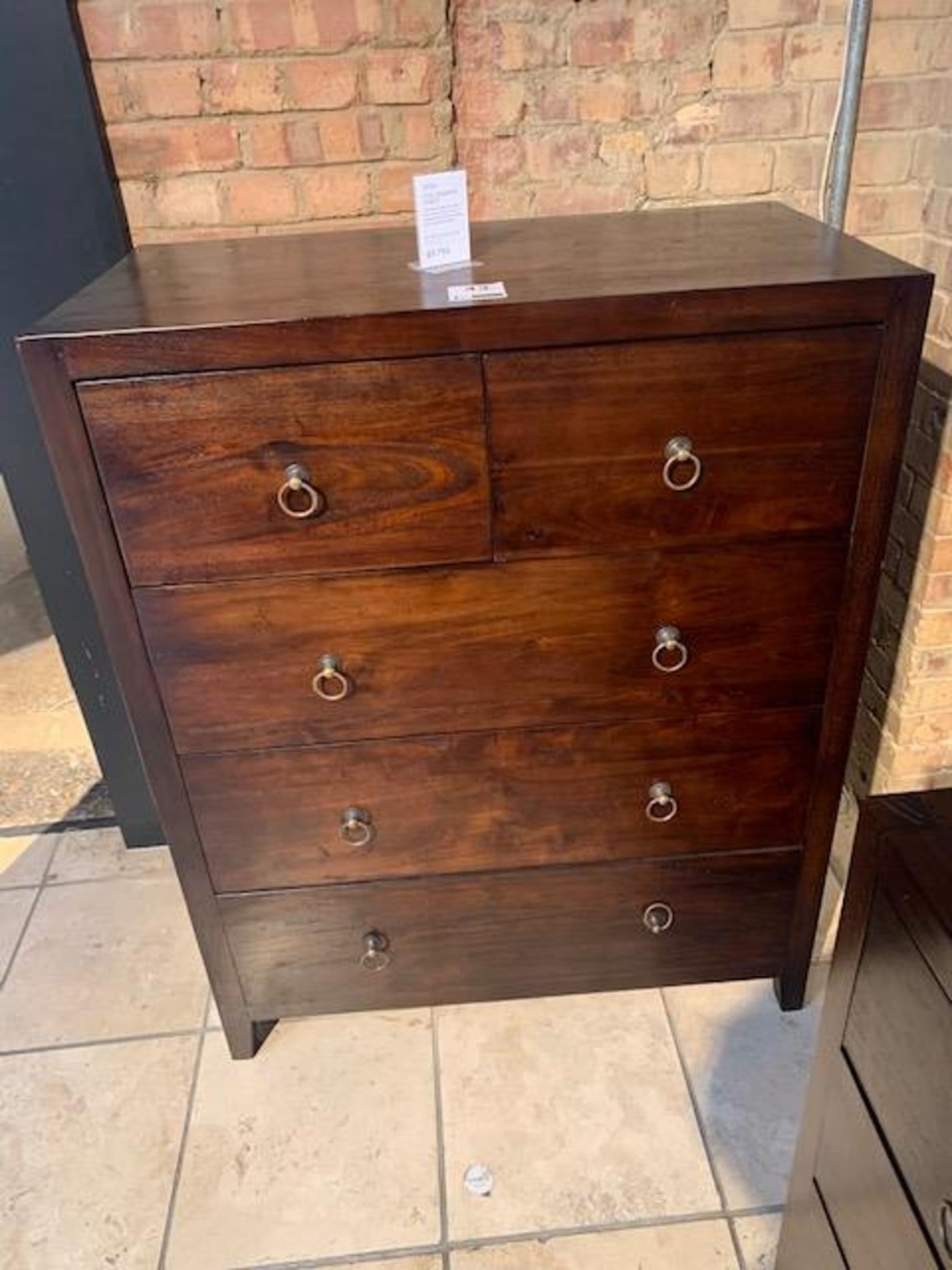 Lombok Seba solid teak five drawer chest W100cm D55cm H125cm RRP £1755