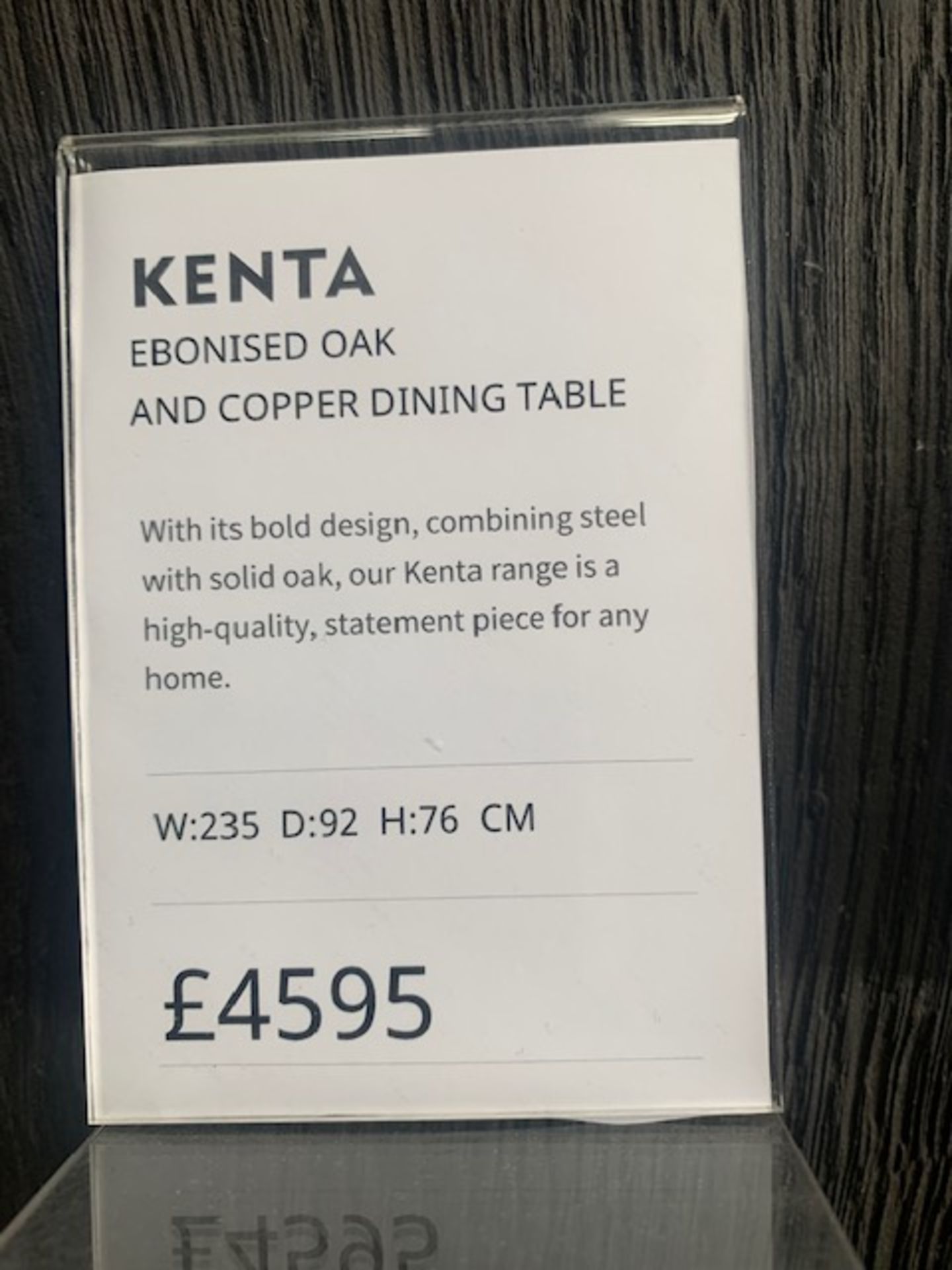 Lombok Kenta ebonised oak & copper dining table c/w 2 Lombok Kenta ebonised oak & copper benches - Image 6 of 7