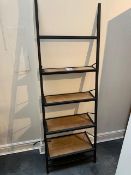 Lombok Baxter Bond Light Ladder Bookcase using reclaimed teak with darkened aged metal W64cm D33cm