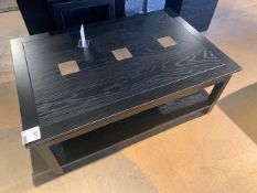 Lombok Canton coffee table solid ash finished in traditional black lacquer W120cm D80cm H46cm RRP £