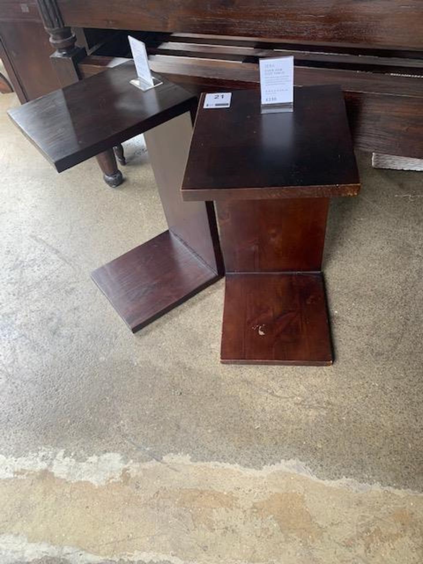 Two Lombok Seba Solid Teak Over Arm Side Tables W40cm D35cm H70.5cm (RRP £230 each) RRP £460