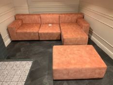 Lombok Mikado sofa covered in Salmon pink velvet c/w footstool (RRP £3395)