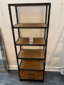 Lombok Baxter Bond Light Bookcase using reclaimed teak with darkened aged metal W64cm D37cm H183cm