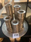 Brass candle holer tray c/w 5 candle holders (RRP £165)