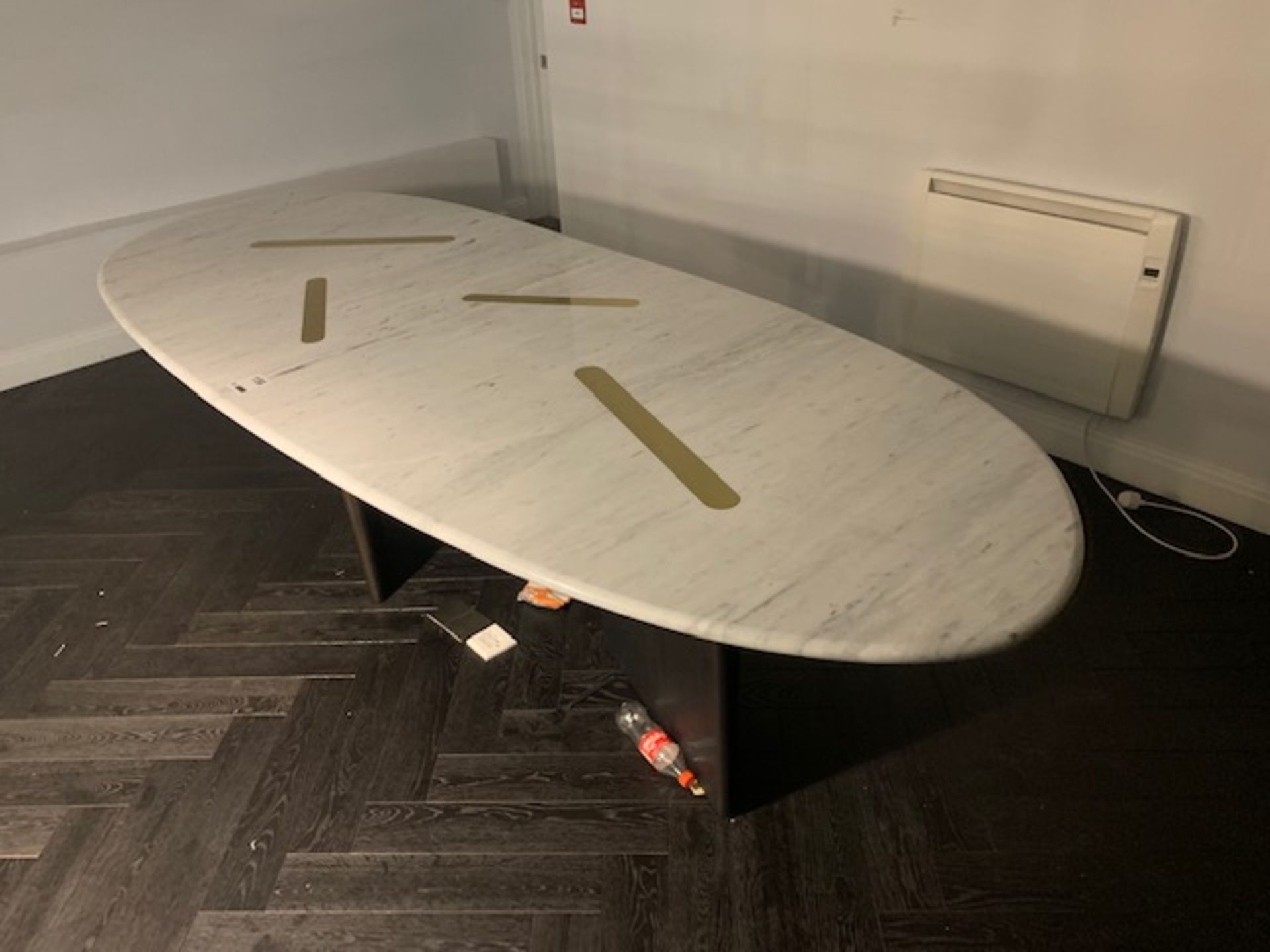 Marble top with brass inlay boardroom table L280cm W110cm H74cm - Image 2 of 4