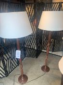 2 x Hayward dark wood finish light stands c/w lamp shades