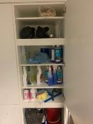 Contents of cupboard to include, hand towels, hot water dispenser, buckets & 2 vacuum cleaners