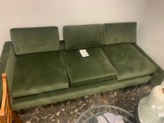 Green velvet 3 seater sofa