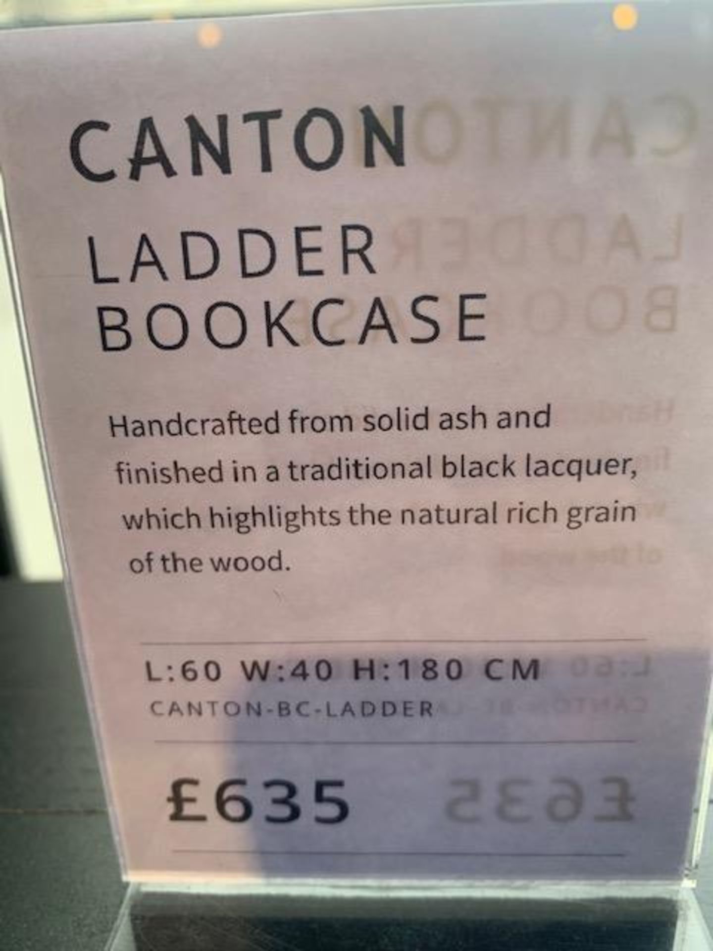 Lombok Canton solid ash light black lacquer ladder bookcase W60cm D40cm H180cm RRP £635 * - Image 3 of 3