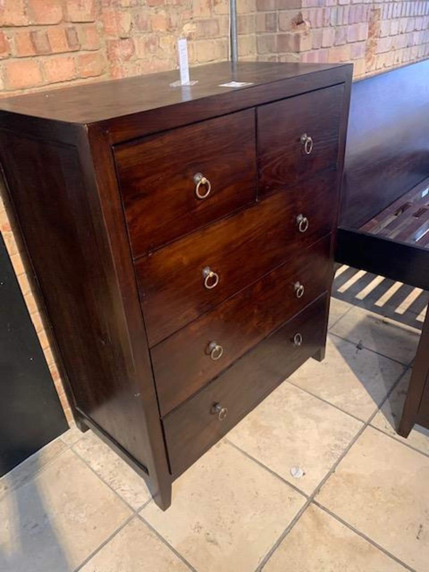 Lombok Seba solid teak five drawer chest W100cm D55cm H125cm RRP £1755 - Image 2 of 5