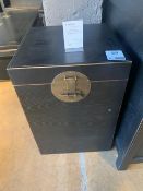 Lombok Canton tall chest solid ash finished in traditional black lacquer W45cm D45cm H66cm RRP £295