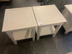 Two Lombok Canton Small Light Grey Solid Ash Side Tables W50cm D50cm H60cm