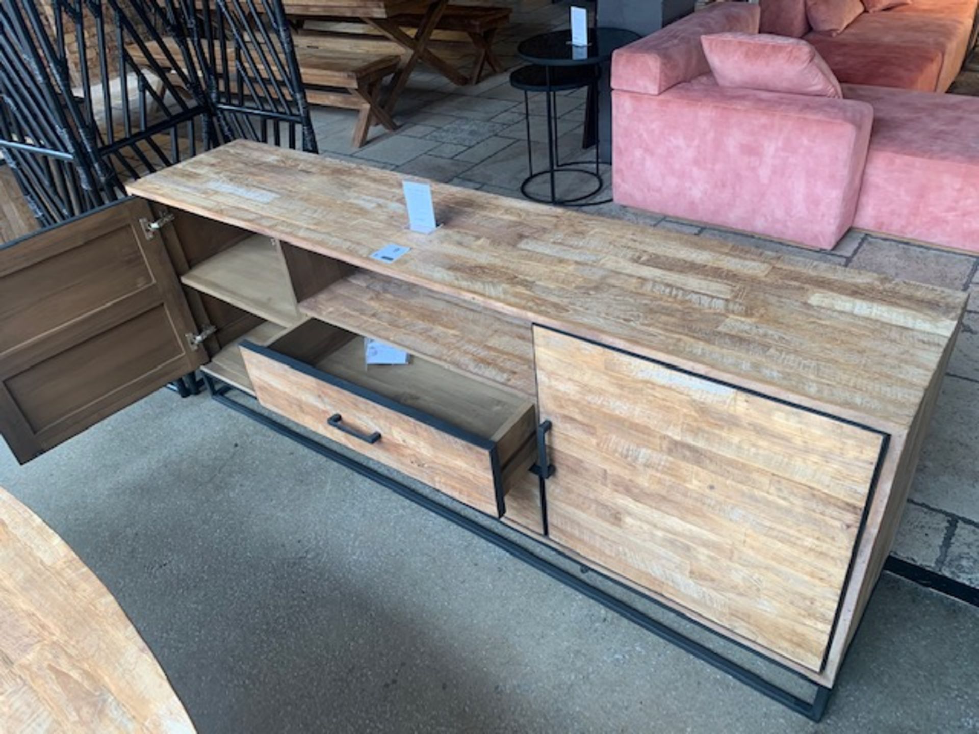 Lombok Baxter Bond untreated teak wood sideboard W210cm D42cm H80cm RRP £1390 - Image 2 of 3