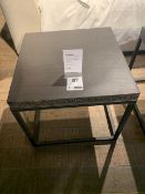 Lombok Arianne Graphite carved edge Side Table with floral pattern detail W50cm D50cm H45cm RRP £