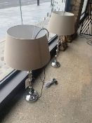 2 x Lombok Bola design nickel table lamps c/w shades (RRP £135 each) (RRP £270)