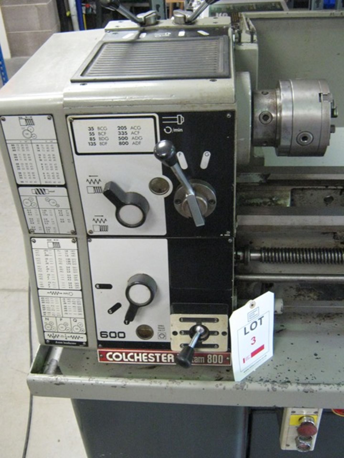 Colchester Batham 800 Lathe, Mc. No.2/0014/02299 with 3 and 4 Jaw Chuck, quick change toolpost,415V - Image 2 of 5