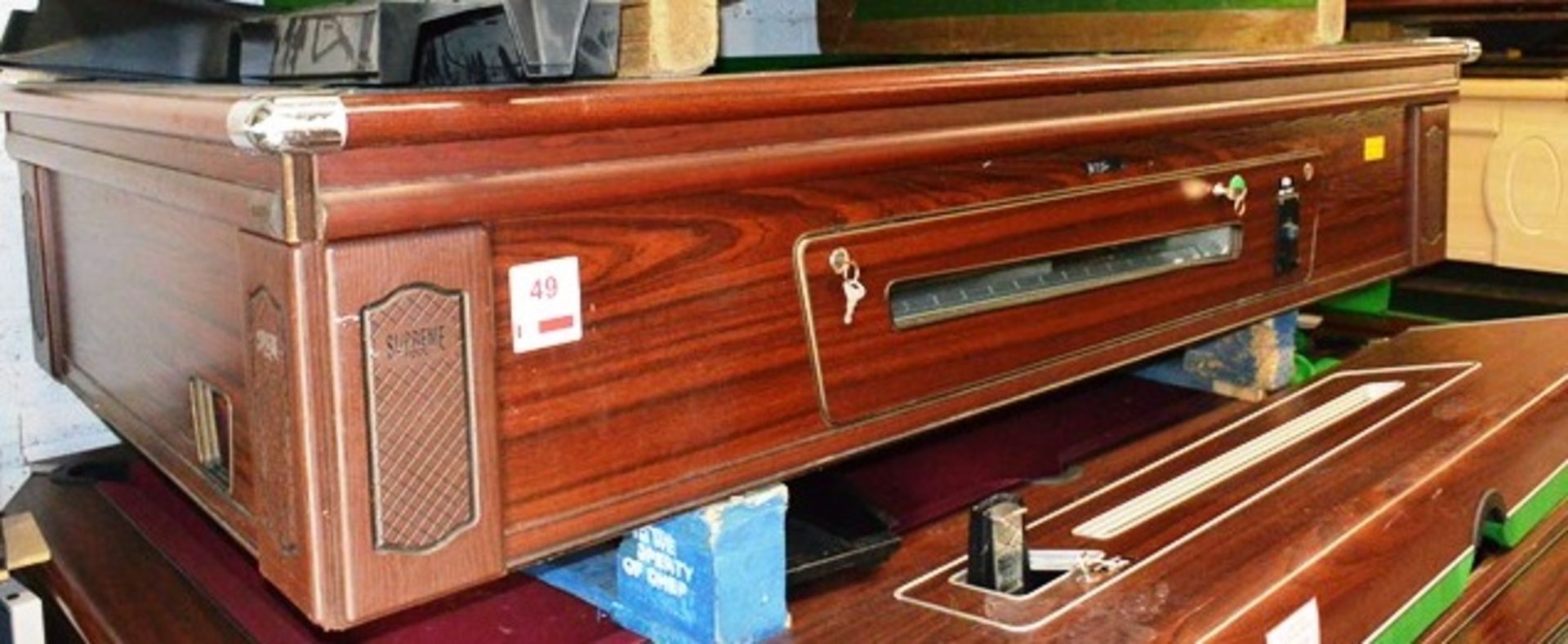 Supreme Pool pay to play pool table, with keys, slate and legs included, approx total dimensions 7 x