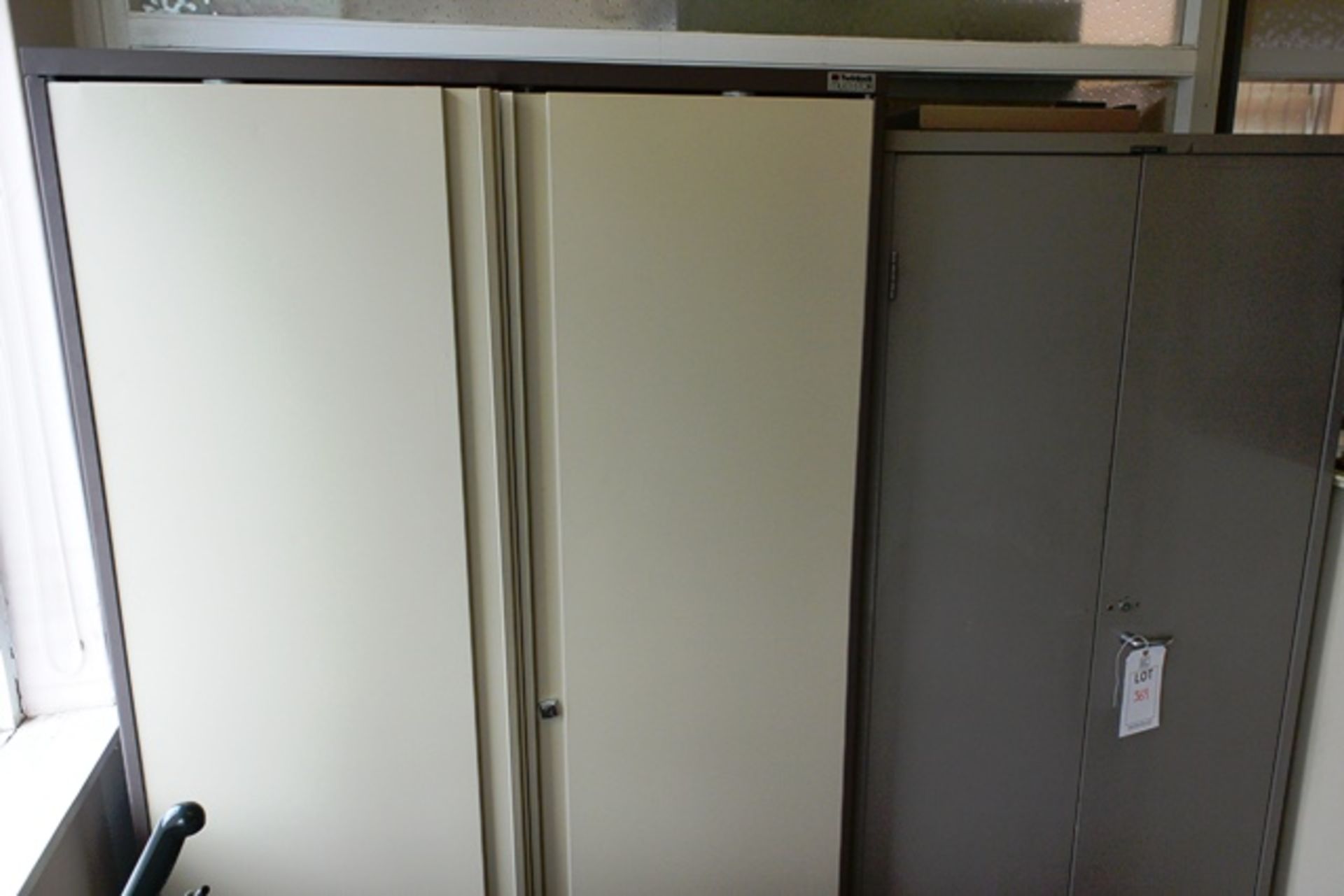 Two various 2 door steel storage cabinets
