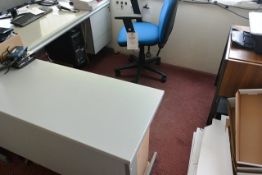 Remaining loose office furniture within office, to incl. grey laminate 3 drawer office desk, grey