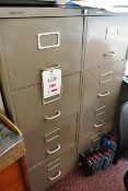 Two Roneo Vickers steel 4 drawer filing cabinets (excludes all contents)