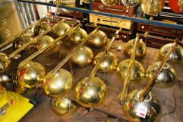 Seven brass effect triple bulb ceiling mountable pool table lights (please note: two lights