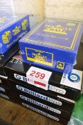 Four Billiard Pro competition pool ball sets and boxe of BCA triangle & chalk