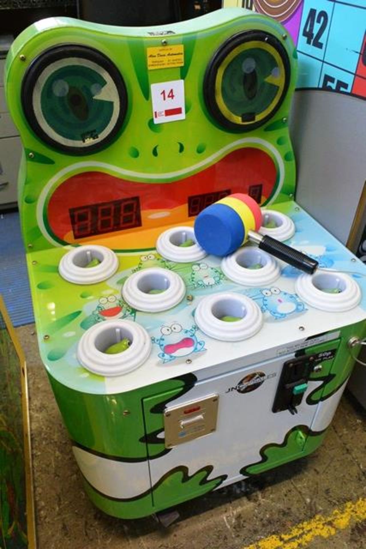 JNC Export Sales "Whack-a-Mole" style amusement game with digital score display and speakers, pay to