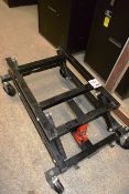 Mobile pool table, steel frame trolley with bottle jack