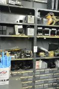 Contents of two bays of storage racking (shelves and drawers) (excluding racking) to include various