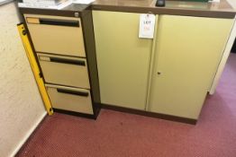 Bisley steel 2 door storage cabinet and 3 drawer filing cabinet (please note: excludes all