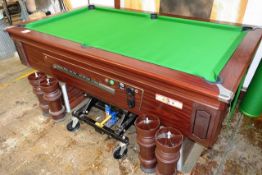 Supreme Pool pay to play pool table, no keys, recently re-clothed slate, legs & trolley included,