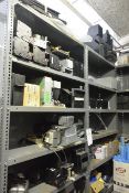 Contents of two bays of storage racking (shelves and drawers) (excluding racking) to include various