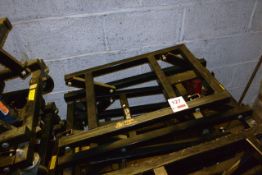 Four various steel frame pool trolleys