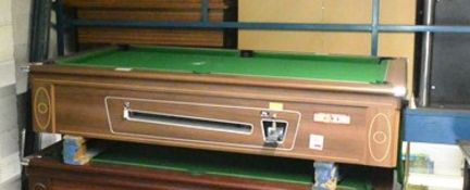 Supreme Pool pay to play pool table, with keys, slate and legs included, approx total dimensions 7 x