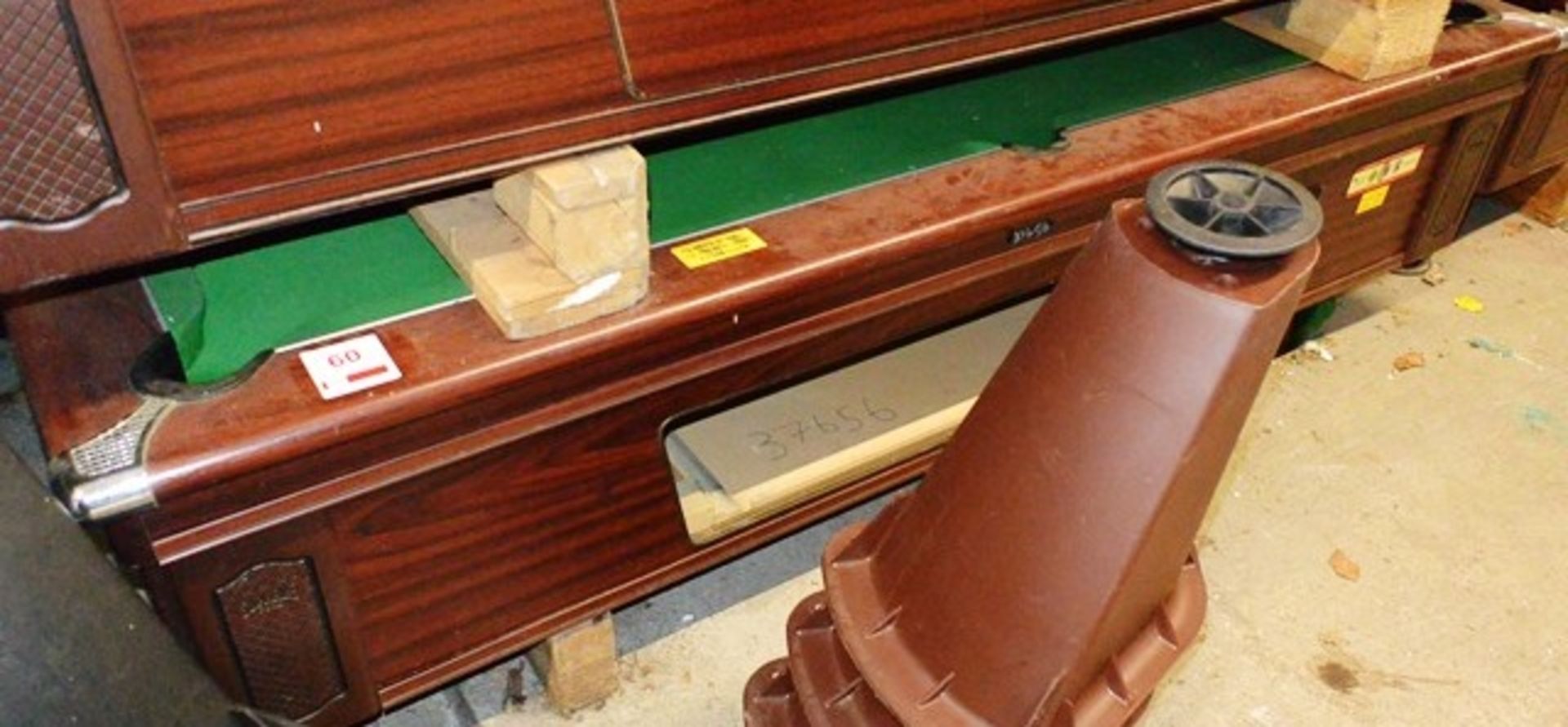 Supreme Pool pay to play pool table, no keys, slate and legs included, approx total dimensions 7 x